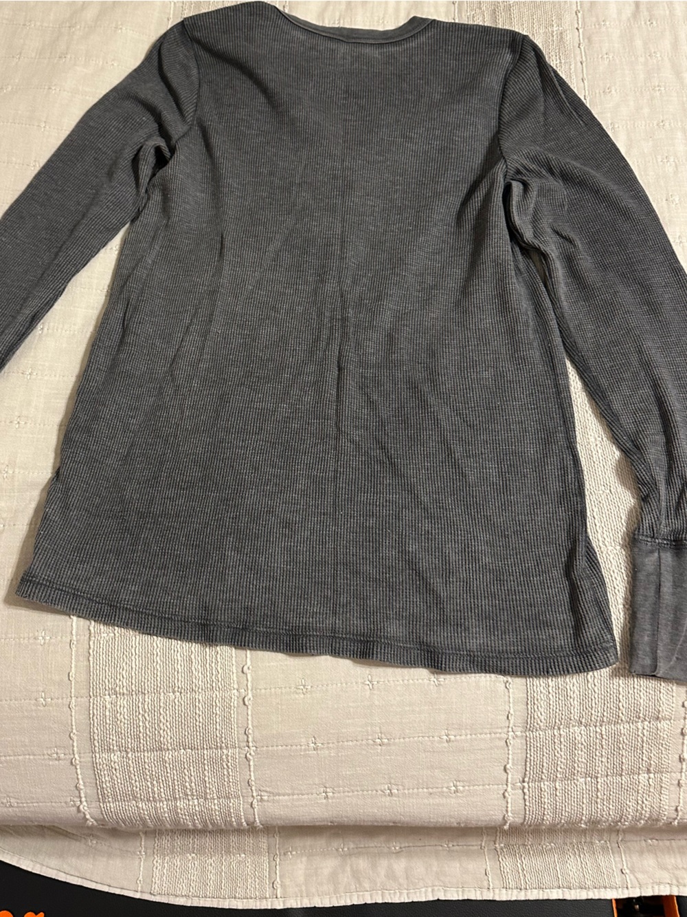 aerie Charcoal Waffle Henley Long Sleeve Top - Picture 5 of 5